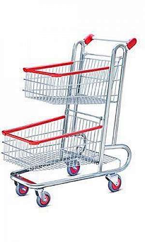 Carrinho de supermercado com dupla cesta Carrinho de supermercado com dupla cesta