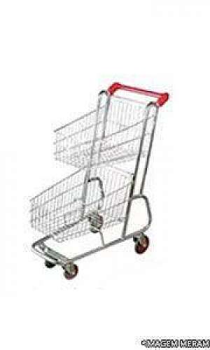 Carrinho de supermercado com dupla cesta Carrinho de supermercado com dupla cesta