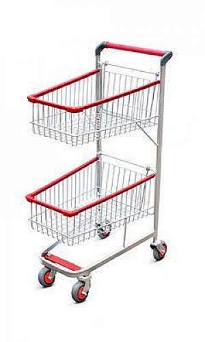 Carrinho de supermercado duas cestas Carrinho de supermercado duas cestas